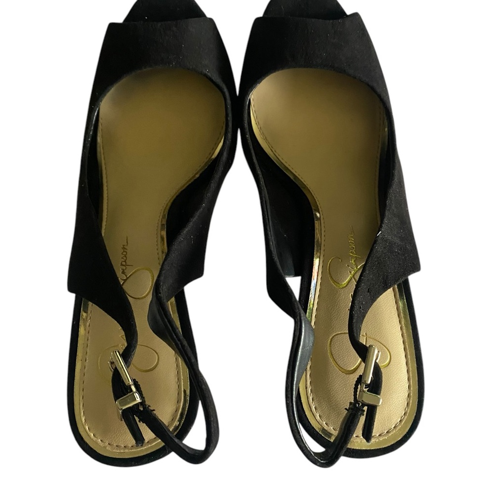 Jessica Simpson Chic Black Suede Slingback Heels - Picture 8 of 9